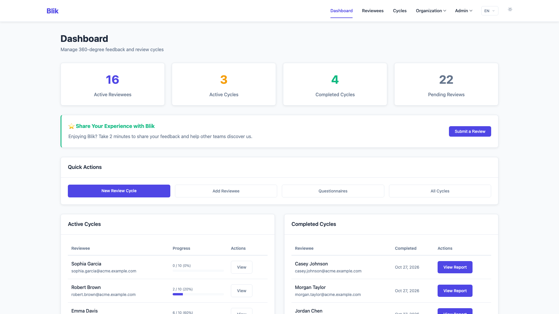 Review Dashboard - Light Theme