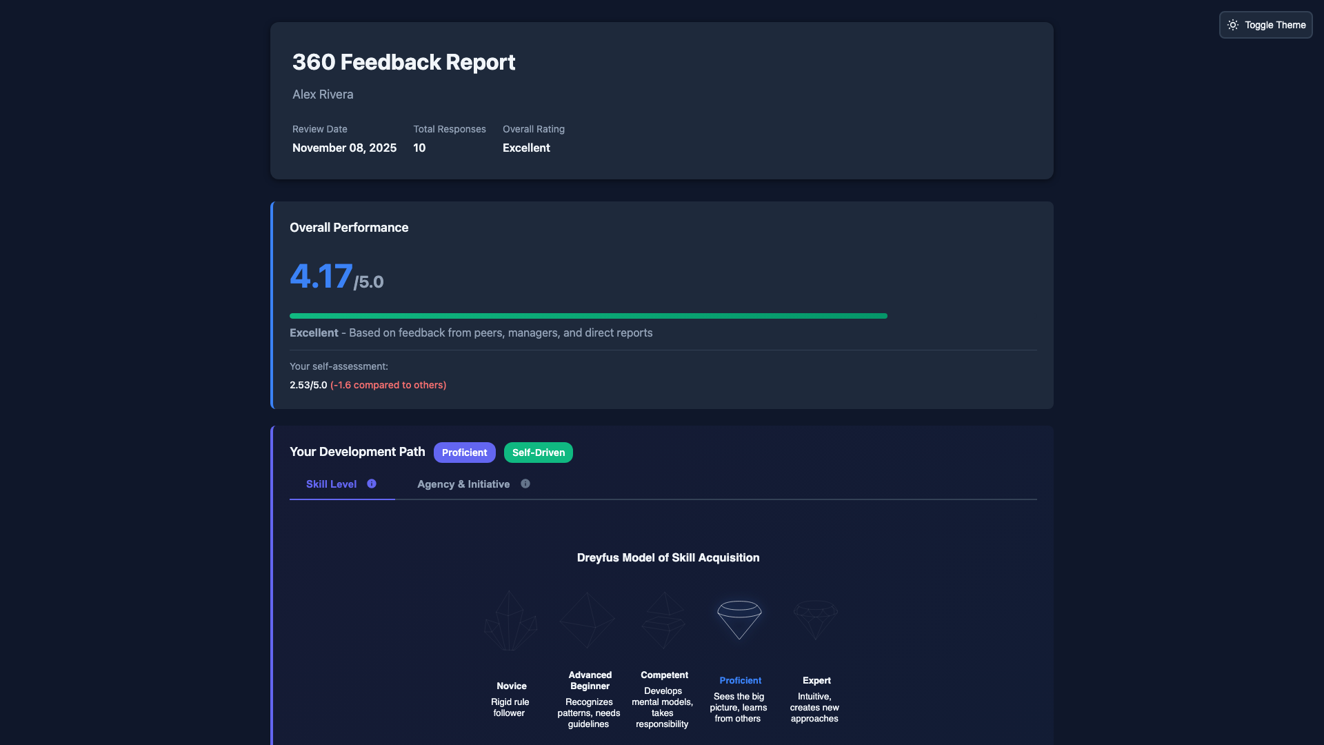 360 Feedback Report Header - Dark Theme